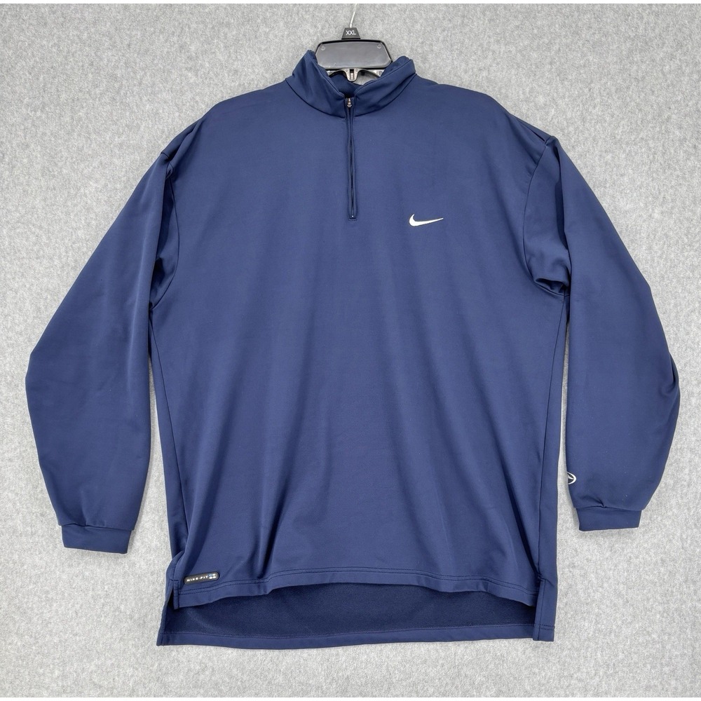 Nike Tiger Woods Yin Yang‎ Quarter Zip Jacket Pullover Blue XL Made In Taiwan